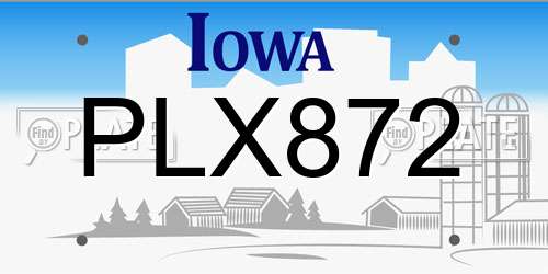 PLX872 Iowa License Plate