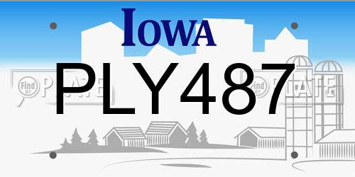 PLY487 Iowa License Plate