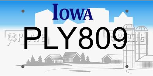 PLY809 Iowa License Plate