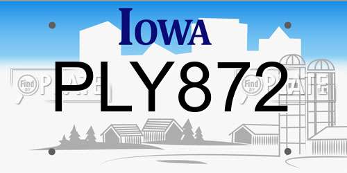 PLY872 Iowa License Plate