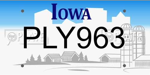 PLY963 Iowa License Plate