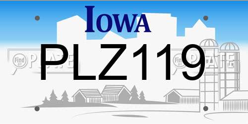 PLZ119 Iowa License Plate