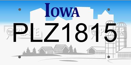 PLZ1815 Iowa License Plate