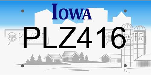 PLZ416 Iowa License Plate