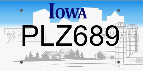 PLZ689 Iowa License Plate