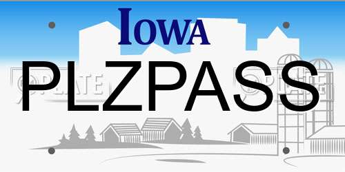 PLZPASS Iowa License Plate