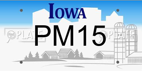 PM15 Iowa License Plate