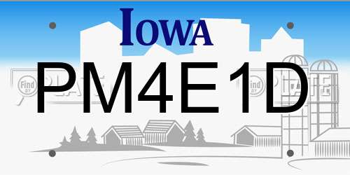 PM4E1D Iowa License Plate