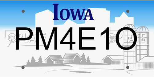 PM4E1O Iowa License Plate