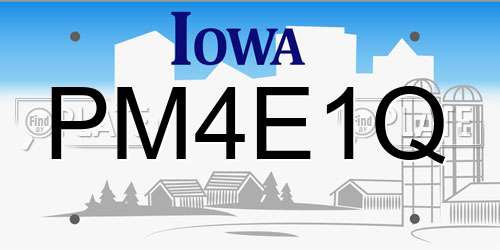 PM4E1Q Iowa License Plate
