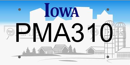 PMA310 Iowa License Plate