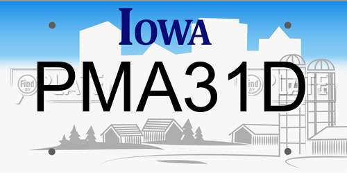 PMA31D Iowa License Plate