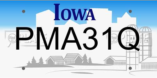 PMA31Q Iowa License Plate