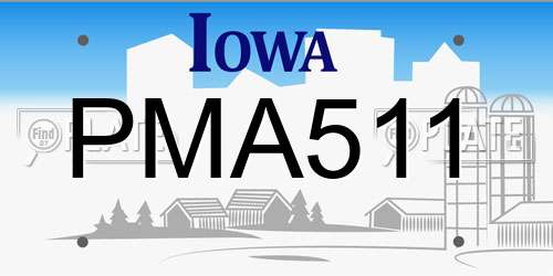 PMA511 Iowa License Plate