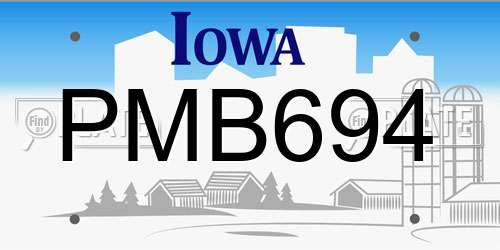 PMB694 Iowa License Plate
