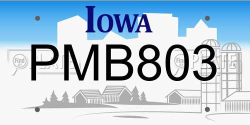 PMB803 Iowa License Plate