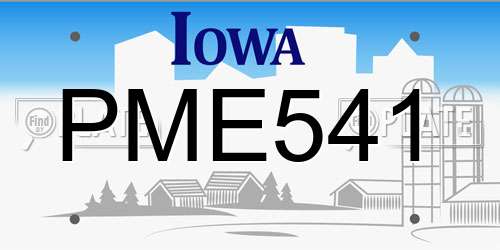 PME541 Iowa License Plate
