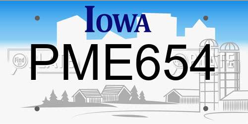 PME654 Iowa License Plate