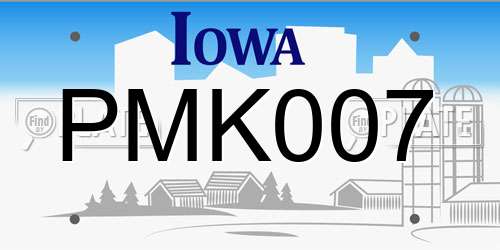 PMK007 Iowa License Plate