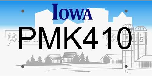 PMK410 Iowa License Plate