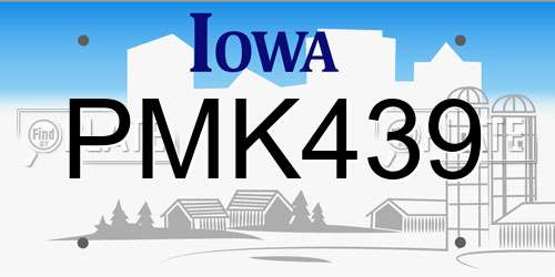 PMK439 Iowa License Plate