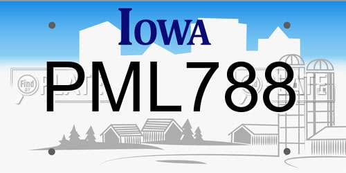 PML788 Iowa License Plate