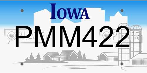 PMM422 Iowa License Plate