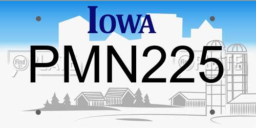 PMN225 Iowa License Plate