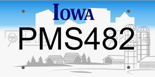 PMS482 Iowa License Plate