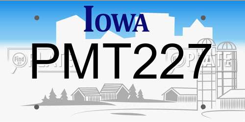 PMT227 Iowa License Plate