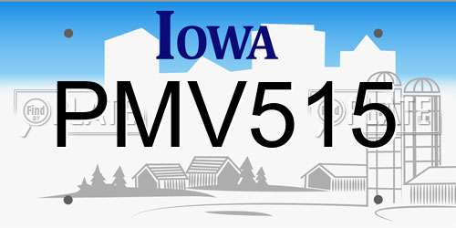PMV515 Iowa License Plate