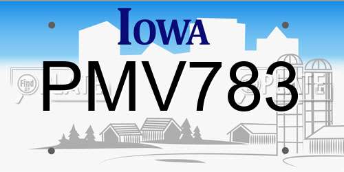 PMV783 Iowa License Plate