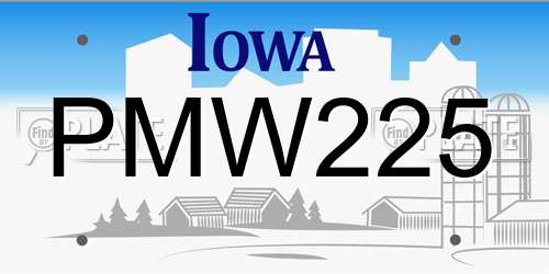 PMW225 Iowa License Plate