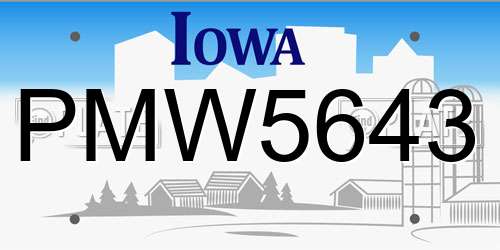 PMW5643 Iowa License Plate