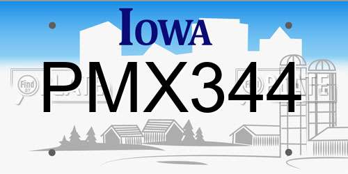 PMX344 Iowa License Plate