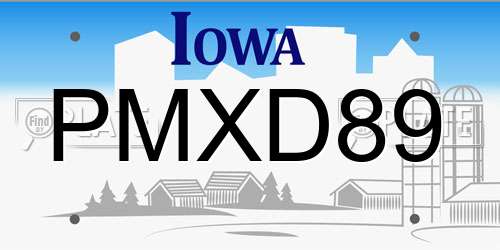 PMXD89 Iowa License Plate