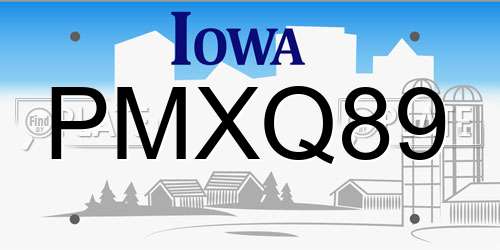 PMXQ89 Iowa License Plate
