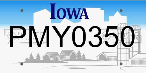 PMY0350 Iowa License Plate