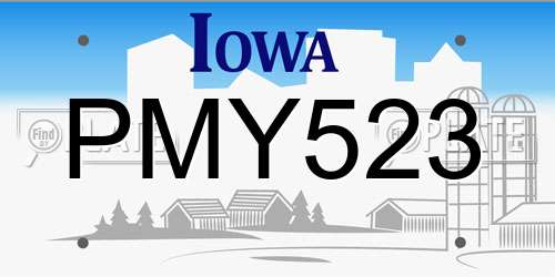 PMY523 Iowa License Plate