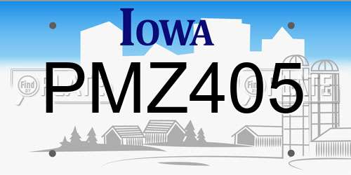 PMZ405 Iowa License Plate
