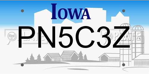 PN5C3Z Iowa License Plate