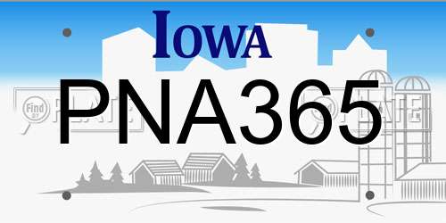PNA365 Iowa License Plate