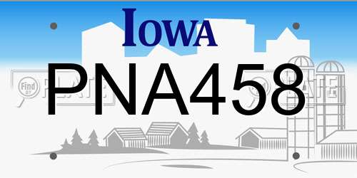 PNA458 Iowa License Plate