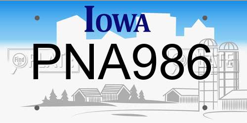 PNA986 Iowa License Plate