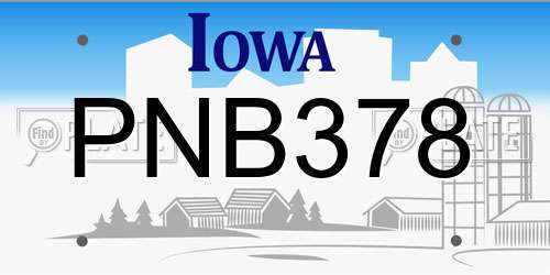 PNB378 Iowa License Plate