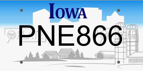 PNE866 Iowa License Plate