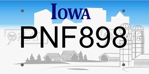 PNF898 Iowa License Plate