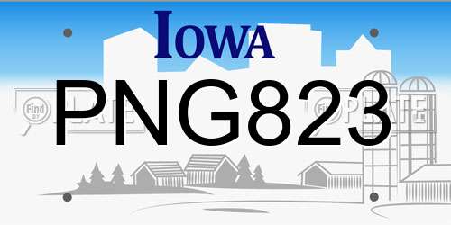 PNG823 Iowa License Plate