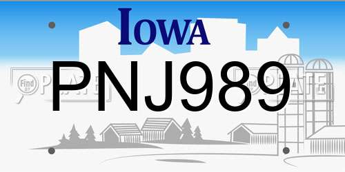 PNJ989 Iowa License Plate