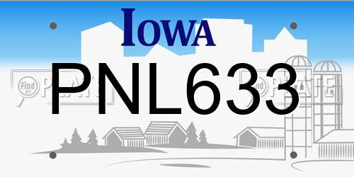 PNL633 Iowa License Plate